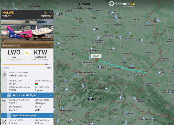 Уперше з квітня з України до Польщі здійснено виліт комерційної компанії